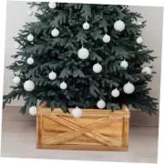 Christmas Tree Collar Box, Natural Wooden Tree Collar, Tree Skirt Small Brown