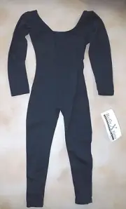 NWT RefleXtions 630U-C Girls Petite Long Sleeve Black Unitard Dance Yoga