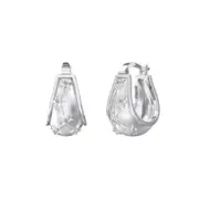 ANYCO Earrings 925 Silver Oval Engraved Star Hoop Style Fashion Accessories for Women