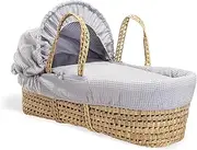 Clair de Lune Waffle Palm Moses Basket with Bedding 75 x 28 cm (Grey)