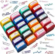 24 Pcs Teacher Stamps for Classroom Self Inking Grading Stamps Colorful Picture Stamps for Parent Signature School Teacher Motivation Encouraging Comments for Kids Education Homework School Prizes