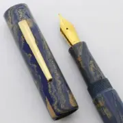 Peyton Street Ebonite Davenport Fountain Pen - Blue & White, JoWo #6 Nibs (New)