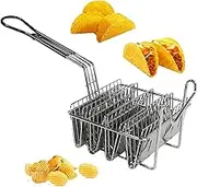 Taco Shells Mold for Frying Taco Fryer Basket Holds 4 Shells Saving Time Fryer Basket Heavy-Duty Metal Fry Holder with Grip Handle for Kicthen Burritos and Tortillas