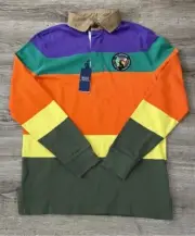 Ralph Lauren Polo Mens Striped Southwest Patch Rugby Shirt Purple Sz Small $198