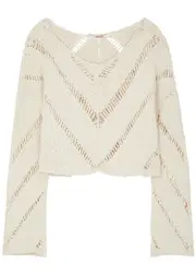 Free People Hayley Open-knit Cotton Jumper - Cream - L (UK16-UK18 / L) L (UK16-UK18 / L)