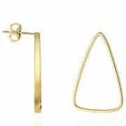 14K Yellow Gold Modern Geometry Triangle Outline Shape Push Back Post Earrings