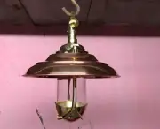 Brass Ceiling Pendant Lights with Copper Shades for Timeless Charm - Set of 5