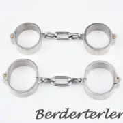 Stainless Steel Fetters Collar-Wrist-Ankle Slaves Shackles Restraints Fetishs