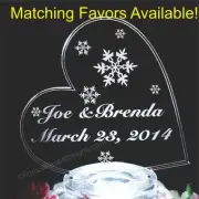 Snowflake LED Lighted Wedding Cake Topper Side Heart Acrylic Custom Engraved