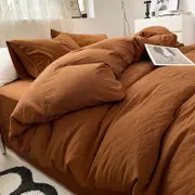 GGP Caramel Solid Color Solid Color Solid Color 1.5M Bed Fitted Sheet Set With 200X230Cm Duvet Cover 4 Piece Bedding Set