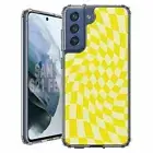 For Samsung Galaxy S20 S21 S23 S24 FE 5g TPU Case+Glass(Twist Checker Yellow)