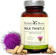 Mortar and Pestle Herbs - Pure Milk Thistle Capsules - Extra Strength 80% Silymarin Herbal Supplement - Made with Organic Milk Thistle - Liver Support - Vegan and GMO Free - Made in The USA