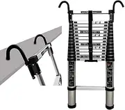 Extendable 5M Telescopic Ladder/Ladder, Telescopic Ladder with Detachable Hook, Aluminum Alloy Folding Telescoping Loft Extension Ladder for Home Attic Rv Indoor Outdoor, 330Lb Capacity