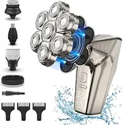 BlueFire Head Shaver for Men, Waterproof 7 Head Mens Electric Razors Wet/Dry Smooth Rotary Shavers Special Designed for Cordless Bald Head and Face Shaving