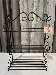 Black Metal 3 Tier Stand or Wall Hang Spice Jar Organizer Storage Holder Rack