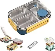 Escentio Stainless Steel Bento Box - Portable Adult Lunch Box With Divided Compartments, Metal Salad Container (B-1)