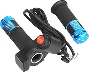 1 Pair E Bike Throttle Waterproof Grip,Universal Electric Bicycle Scooter Wire Twist Grip with LCD Battery Voltage Display Key Knock Thumb Digital Power Switch