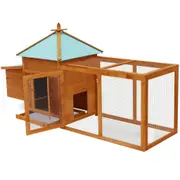 Deluxe Wooden Chicken Coop With Nesting Box And Run Hen Duck Cage Poultry House