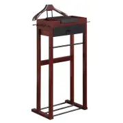 Proman Products Winston Freestanding Wooden Clothes Valet Stand Organizer