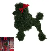 Cat Dog Shaped Christmas Wreath Artificial Pine Branches Garland Ornaments for Door Xmas Farmhouse Decorations-Dog with red bow