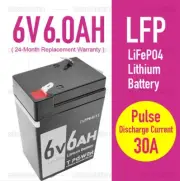 Tpower 6V 6Ah LiFePO4 Lithium Rechargeable Battery replacing 6v 5.0ah 4Ah 4.5Ah
