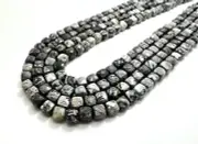 Natural Gray Crazy Lace Jasper A Faceted Square Cube 7mm Gemstone Beads - PGS121