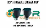 BSP Grease Cup #2 - 25mm x 19mm (2 Pack) Adjustable Thread Type 1/8" BSP Thread