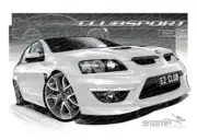 HSV Clubsport E2 VE2 CLUBSPORT HERON WHITE PENTAGONS A2 FRAMED PRINT (V211)