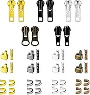 42pcs Zipper Repair Kits, 10pcs Zipper Pulls Sliders Fixer for #5 Metal Plastic Nylon Zippers Zipper Top and Bottom Stops Replacement for Clothing Jackets Coats Luggage Backpack