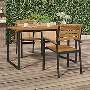 Generic Stackable Garden Chairs 2 pcs Solid Wood Acacia and Metal