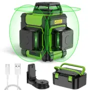 Laser Level 360 Self Leveling, Rechargeable Green Laser 3x360° Cross Line Laz...