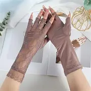 [LEIXIUSM] Summer Lace Half-Finger Gloves Women's Thin Section Short Section Mid-Length Section Driving Riding Outdoor Ice Silk