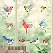 DECOWALL CDS2-9001 Garden Birds Window Clings Stickers Peel and Stick Removable Glass Tint Film Decorations Reuseble Bird Strike Window Decals Anti Collision