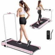 Advwin Walking Pad Foldable Treadmill Home Compact Portable Electric Walking Machine with Handle, Pink