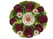 New 3D Cherry Fine Ceramic 14" diameter Chip & Dip Platter - 8 Red Cherries