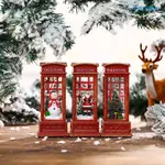 [LBA] 耶誕節裝飾品老人雪人內景電話亭小油燈 酒店KTV場景佈置發光擺件
