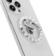 Apqdw Bling Phone Ring Holder, Magnetic Phone Ring Grip Compatible for MagSafe Ring Holder, Magnet Phone Kickstand Ring Stand Compatible for iPhone 15/14/13/12 Series (Silver)