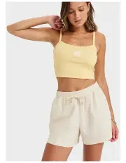 [Roxy] Lekeitio Break Mid Elastic Waist Shorts in Parchment