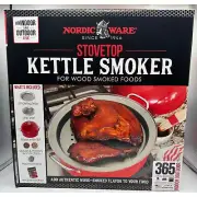 Nordic Ware Stovetop Kettle Smoker Red Wood Smoked Foods NIB Indoor Outdoor Use