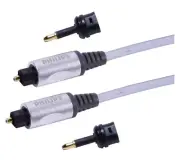 Philips 6' Elite Toslink Digital Fiber Optic Cable with 2 Mini Adapters - Gray