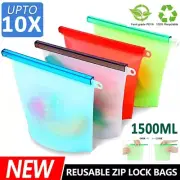 1-50PCS Silicone Reusable Zip Lock Food Saver Storage Bag Pouch Fresh Sealer AU