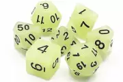 Old School 7 Piece DnD RPG Dice Set: Glow Dice - Grey