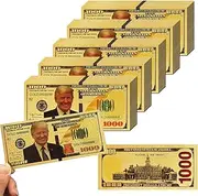 PartyYeah Donald Trump 1000 Dollar Bill Banknote, One Thousand 24k Gold Coated Donald Trump Legacy Limited Edition Million Dollar Bill Great Coin Currency Collectors and Republican (50 Pack)