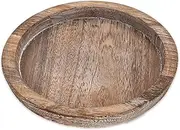 Rustic Wooden Serving Tray - Candle Holder, Round Coffee Table Decor, Home Centerpiece (11.14 in)