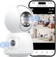 ADVWIN Indoor Security Camera - 1080P HD WiFi Dual Lens Camera with PTZ, Baby Monitor/Pet Camera with Night Vision, Motion Detection, Two-Way Audio