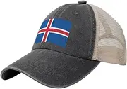 [Generic] Flag of Iceland Cowboy Mesh Baseball Cap for Icelandic Man Woman Outdoor Adjustable Denim Hat