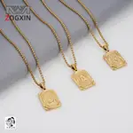 🎀【ALVA-飾品】🎀嘻哈項鍊 不銹鋼簡約項鍊男 歐美金色鈦鋼項鍊 HIPHOP字母弔墜 項鍊飾品 男項鍊