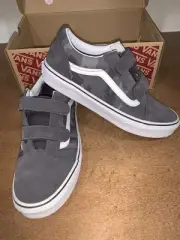 New! VANS Old Skool V Youth Gray Camo Double Strap SIZE 6.5
