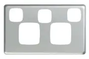 2x HPM COVER PLATES 117x73mm For Double Powerpoint W/Extra Switch, Matt Silver