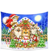 Christmas Cats Cute Gingerbread House for Kittens Tapestry